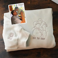 Personalisiertes Papa-Fotoshirt – Besticktes Porträt von Papa & Kindern – Individuelles Erinnerungsgeschenk zum Vatertag