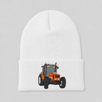 Bestickte umgeschlagene Beanie mit individuellem Traktorenmotiv - personalisiertes Geschenk für Landwirte & Traktorenliebhaber