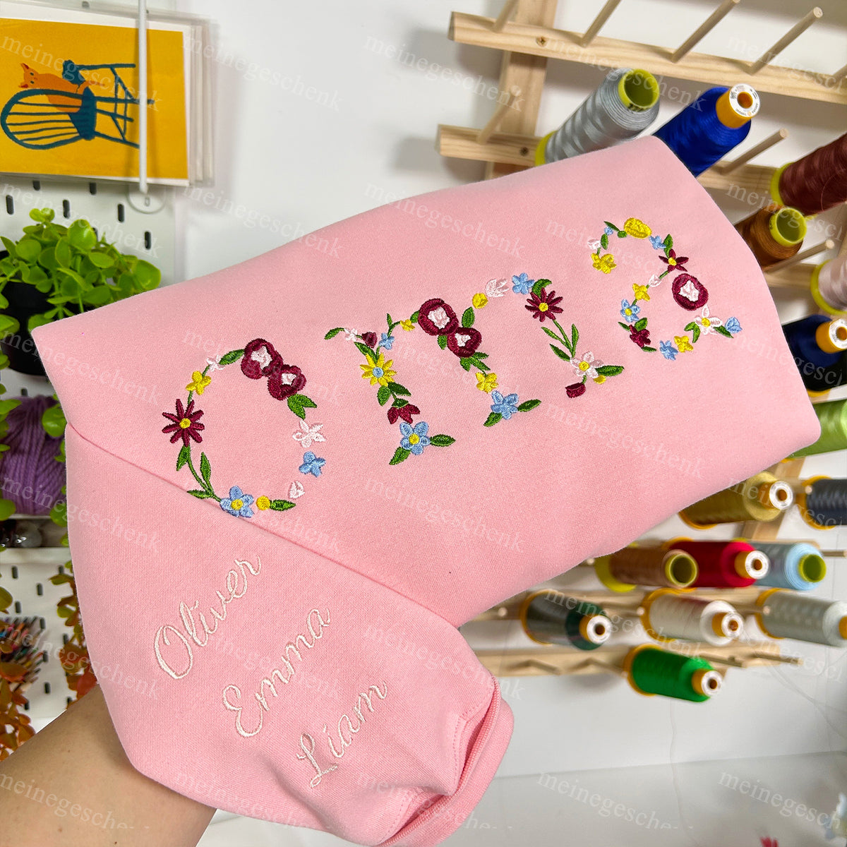 🌸 Besticktes Mama-Sweatshirt mit Blumenmuster für Mama und Oma