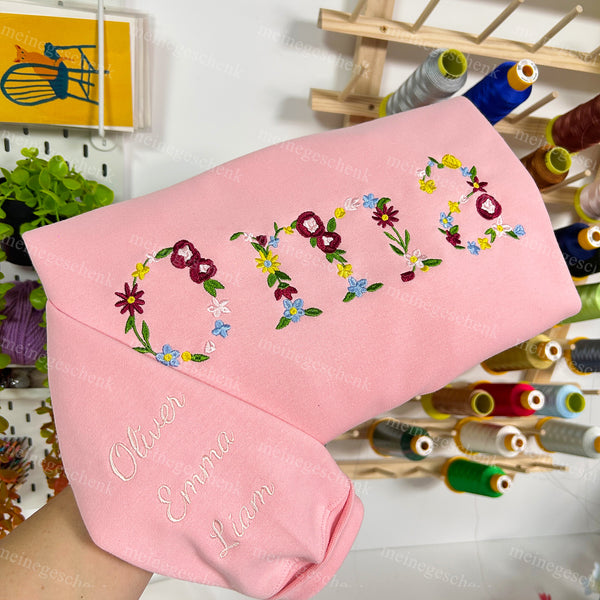 🌸 Besticktes Mama-Sweatshirt mit Blumenmuster für Mama und Oma