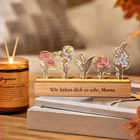 Persönlichkeitsbezogenes Geburtsblumen-3D-Kristall-Acryl-LED-Licht mit den Namen der Kinder