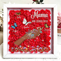 Personalisierter Bilderrahmen mit Rose & Schmetterling, Gravur mit den Namen der Familienmitglieder – Das Geschenk für Mama