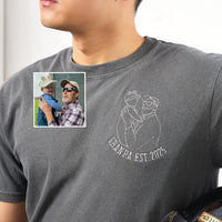 Personalisiertes Papa-Fotoshirt – Besticktes Porträt von Papa & Kindern – Individuelles Erinnerungsgeschenk zum Vatertag
