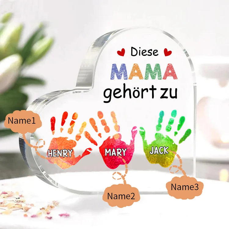 Personalisierte 1-6 Namen Acryl-Deko Diese Mama gehört zu Schreibtischdekoration für Mutter