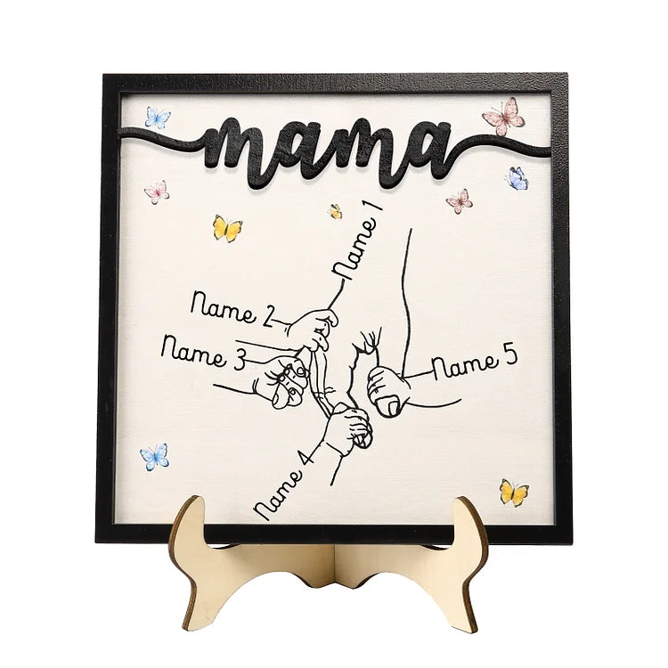 Mama/Mom Holz Deko-Personalisierbare 2-7 Namen Ornament Mutter Hand Holzdekoration für Mutter