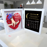 Ewige Familienliebe – Personalisierter 3D-Blumenschaukasten für Mama & Oma mit echten Mondphasen und Jahrestagskalender(nachhaltig hergestellt）