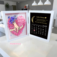 Ewige Familienliebe – Personalisierter 3D-Blumenschaukasten für Mama & Oma mit echten Mondphasen und Jahrestagskalender(nachhaltig hergestellt）