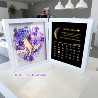 Ewige Familienliebe – Personalisierter 3D-Blumenschaukasten für Mama & Oma mit echten Mondphasen und Jahrestagskalender(nachhaltig hergestellt）
