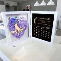 Ewige Familienliebe – Personalisierter 3D-Blumenschaukasten für Mama & Oma mit echten Mondphasen und Jahrestagskalender(nachhaltig hergestellt）