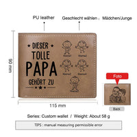 Personalisierte 1-5 Namen & Foto-Dieser tolle Papa gehört PU Leder Kurze Geldbörse für Vater