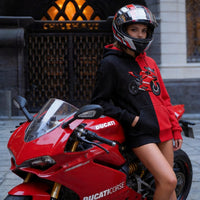 Zweifarbiger Hoodie mit Motorrad-Stickerei – Das perfekte Geschenk für Biker 🏍️