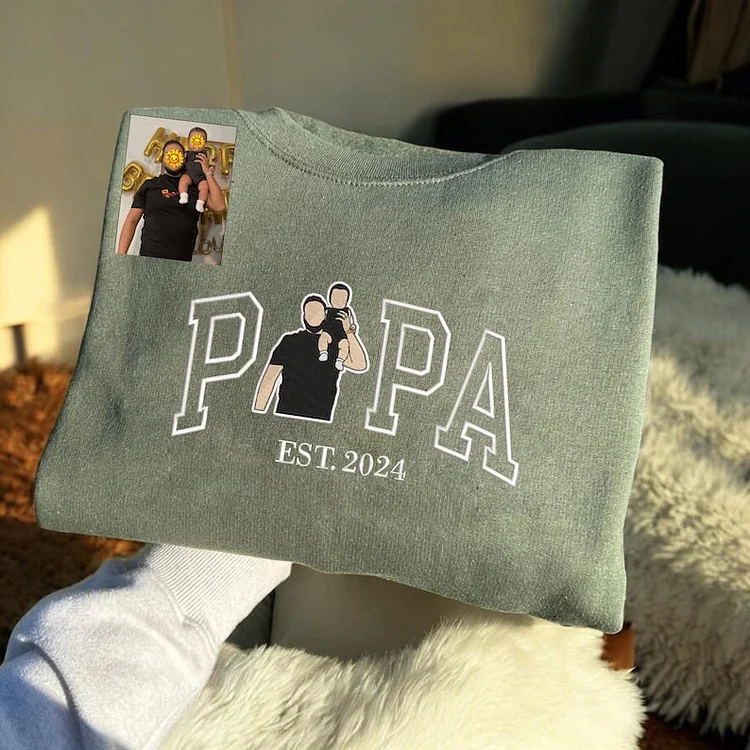 T-shirt maman avec photo, sweat-shirt brodé personnalisé avec portrait maman et enfant 