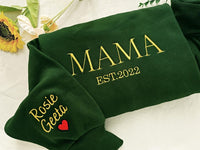 Personalisiertes Mama-Sweatshirt mit Vollstickerei, Outfit für frischgebackene Mütter, Geschenkidee zum Muttertag
