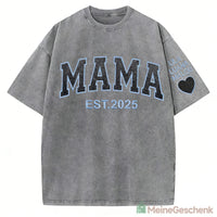 Meinegeschenk gewaschenes T-Shirt mit Glitzer, Paillettenstickerei MAMA, Muttertagsgeschenk