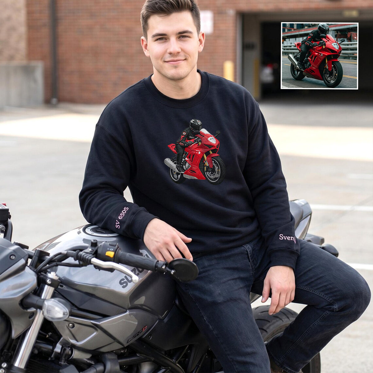 Personalisierte bestickte Motorrad-/Auto-Hoodies und T-Shirts – Geschenke für Autoliebhaber