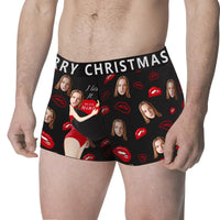 Herren-Boxershorts mit individuellem Gesicht „Come Baby I Licked It So It's Mine“, Geburtstagsgeschenke für Ehemann, Boxer-Geschenk mit Bundtext