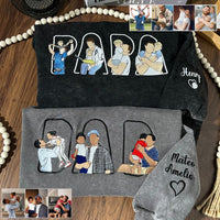 Individuell besticktes Foto T-Shirt, Sweatshirt, Hoodie, personalisiertes Familienporträt – Geschenk zum Vatertag oder Muttertag für Mama und Papa