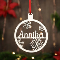 Personalisierte Jingle Bell & Schneeflocke Design Wei?e Weihnachtsbaumdeko Holz Mit Name