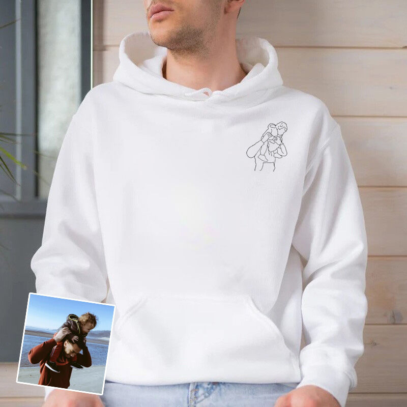 Individuell besticktes Porträt-Foto-Sweatshirt, einzigartige Geschenke für Papa, Vatertags-Sweatshirt