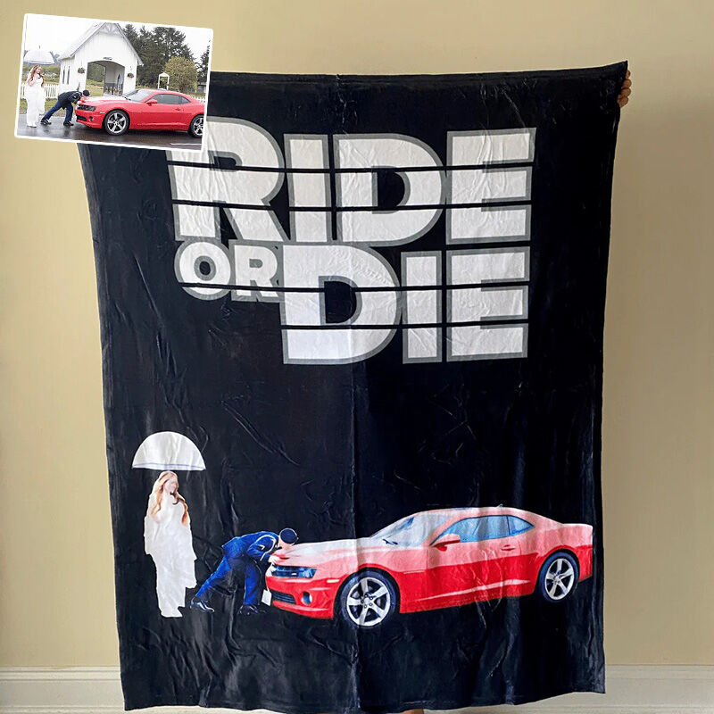 Personalisierte Foto-Auto-Decke FashionablePrint Geschenk für Freunde "Ride or Die"