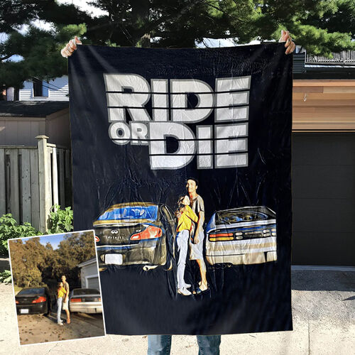 Personalisierte Foto-Auto-Decke FashionablePrint Geschenk für Freunde "Ride or Die"