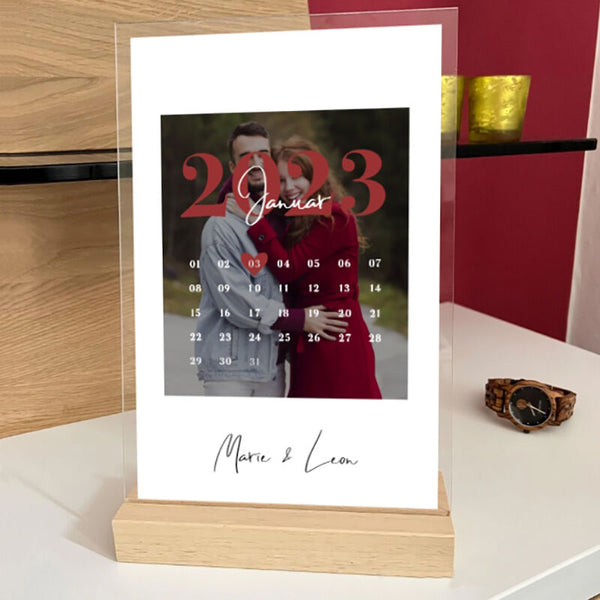 Personalisierte Foto-Acryl-Plakette mit individuellem Namen Romantisches Geschenk für Paare