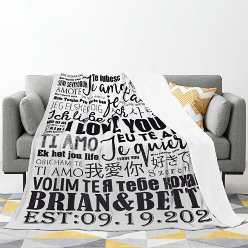 Personalisierte Name Decke mit verschiedenen Sprachen "Ich liebe dich" Romantisches Geschenk