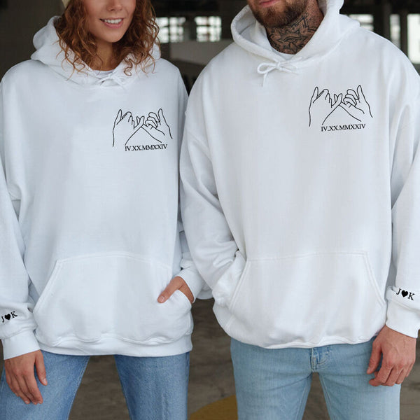 Personalisiertes Sweatshirt, bedrucktes Pinky Promise mit individuellem römischen Ziffern-Paar-Jubiläumsdatum