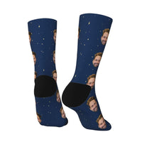 Personalisierte Gesichtssocken Dunkelblauer Sternenhimmel Socken für Ihn