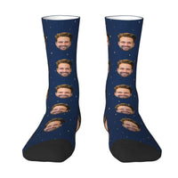 Personalisierte Gesichtssocken Dunkelblauer Sternenhimmel Socken für Ihn