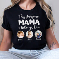 Personalisiertes T-Shirt This Awesome Mama Belongs To mit eigenen Fotos Perfektes Muttertagsgeschenk