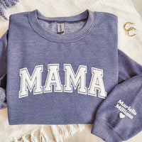 Personalisierte Sweatshirt Puff Druck MAMA Design mit benutzerdefinierten Namen Perfektes Geschenk zum Muttertag