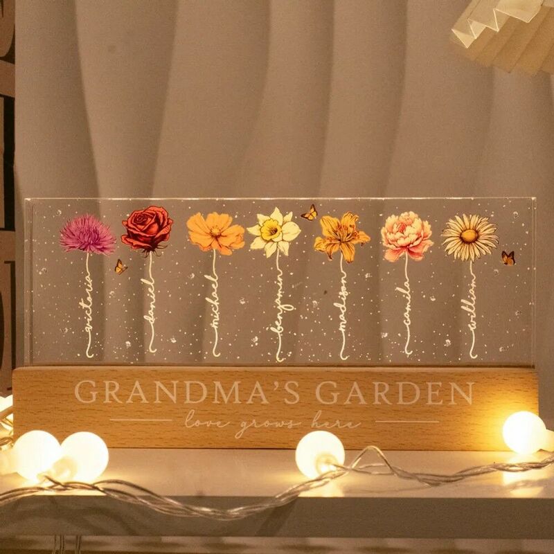 Personalisierte Acryl Geburtstag Blume Nachtlicht warmes Geschenk zum Muttertag