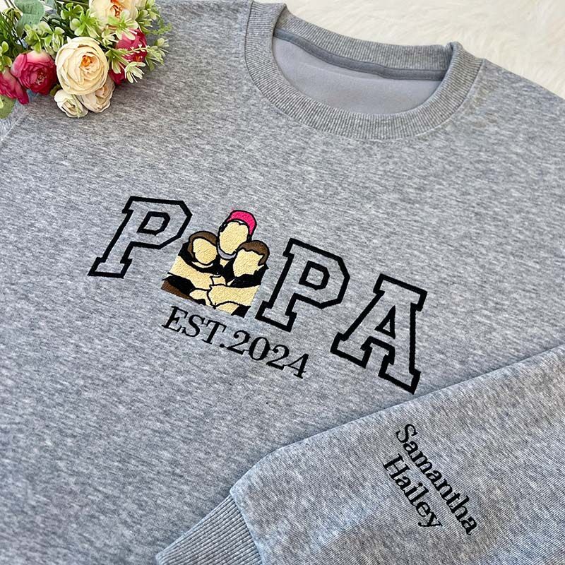 T-shirt maman avec photo, sweat-shirt brodé personnalisé avec portrait maman et enfant 