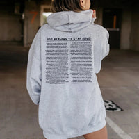 Personalisierter Hoodie Weitergehen 100 Gründe, um am Leben zu bleiben Warmes inspirierendes Geschenk für Freunde