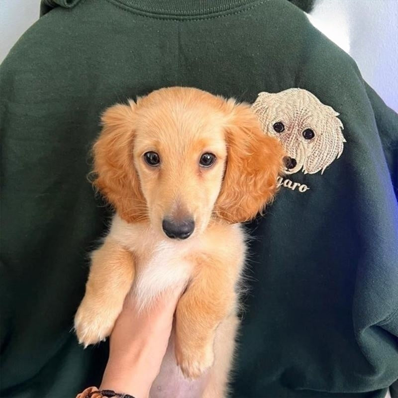 Varsity personalisiertes Hundegesichts-Sweatshirt von Ihrem Foto, individuelles Hunde-Papa-Sweatshirt mit besticktem Hundenamen, Geschenke für Hundeliebhaber