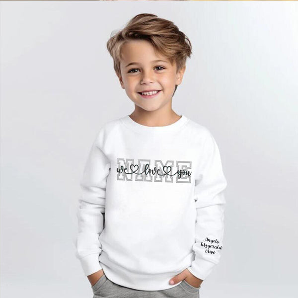 Personalisiertes Sweatshirt für Kinder mit gesticktem Namen und Namen der Familie Warme Geschenke für Kinder