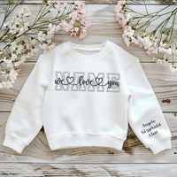 Personalisiertes Sweatshirt für Kinder mit gesticktem Namen und Namen der Familie Warme Geschenke für Kinder