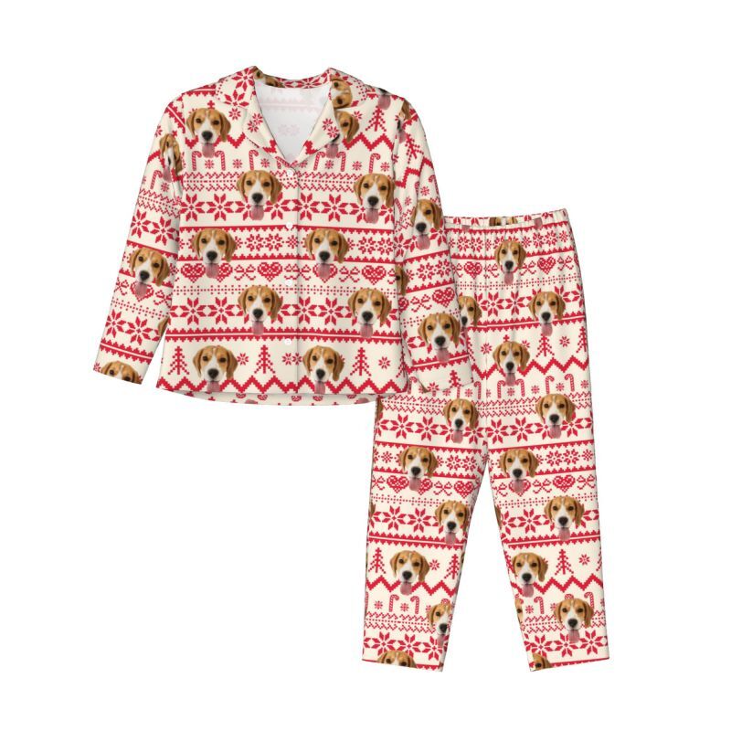 Personalisierter Pyjama, individuelles Haustierfoto, Weihnachtsstimmung, Musterdesign, perfektes Geschenk für die Familie