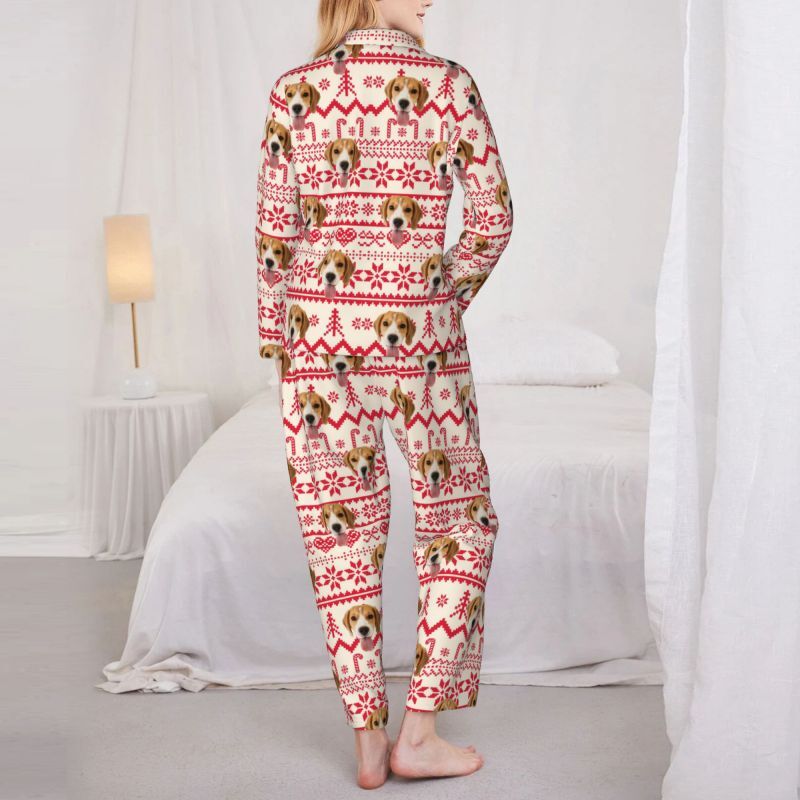 Personalisierter Pyjama, individuelles Haustierfoto, Weihnachtsstimmung, Musterdesign, perfektes Geschenk für die Familie