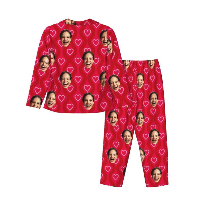 Personalisierte Pyjamas Benutzerdefinierte Foto Rot Glänzende Liebe Herz Muster Design Attraktive Geschenk für Sie