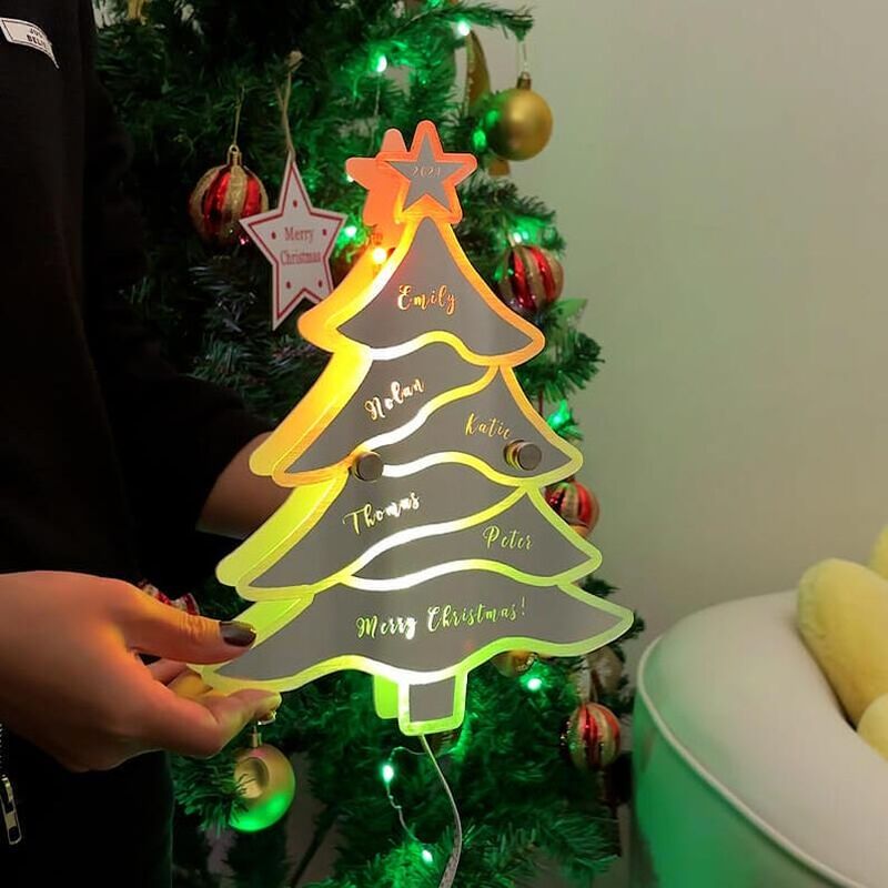 Personalisierte Weihnachtsbaum Spiegel Lichter Customized Familie Fotos warme Dekoration zu Hause