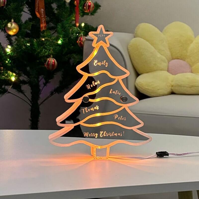 Personalisierte Weihnachtsbaum Spiegel Lichter Customized Familie Fotos warme Dekoration zu Hause