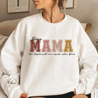Achter elk geweldig kind staat een moeder – gepersonaliseerde, gepersonaliseerde unisex sweatshirt met ontwerp op de mouw – cadeau voor moeder, oma 