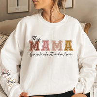 Achter elk geweldig kind staat een moeder – gepersonaliseerde, gepersonaliseerde unisex sweatshirt met ontwerp op de mouw – cadeau voor moeder, oma 