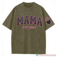 Meinegeschenk gewaschenes T-Shirt mit Glitzer, Paillettenstickerei MAMA, Muttertagsgeschenk