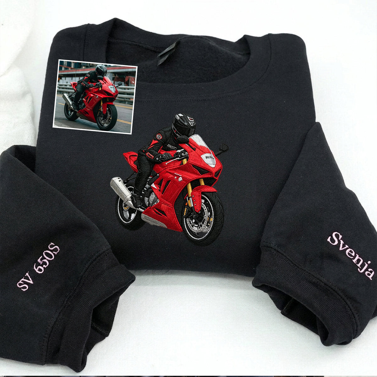 Personalisierte bestickte Motorrad-/Auto-Hoodies und T-Shirts – Geschenke für Autoliebhaber