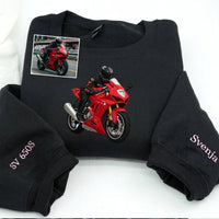 Personalisierte bestickte Motorrad-/Auto-Hoodies und T-Shirts – Geschenke für Autoliebhaber