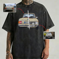 Individuelles Autofoto auf den Hoodie gestickt – Bestickter Auto-Hoodie für Autoliebhaber