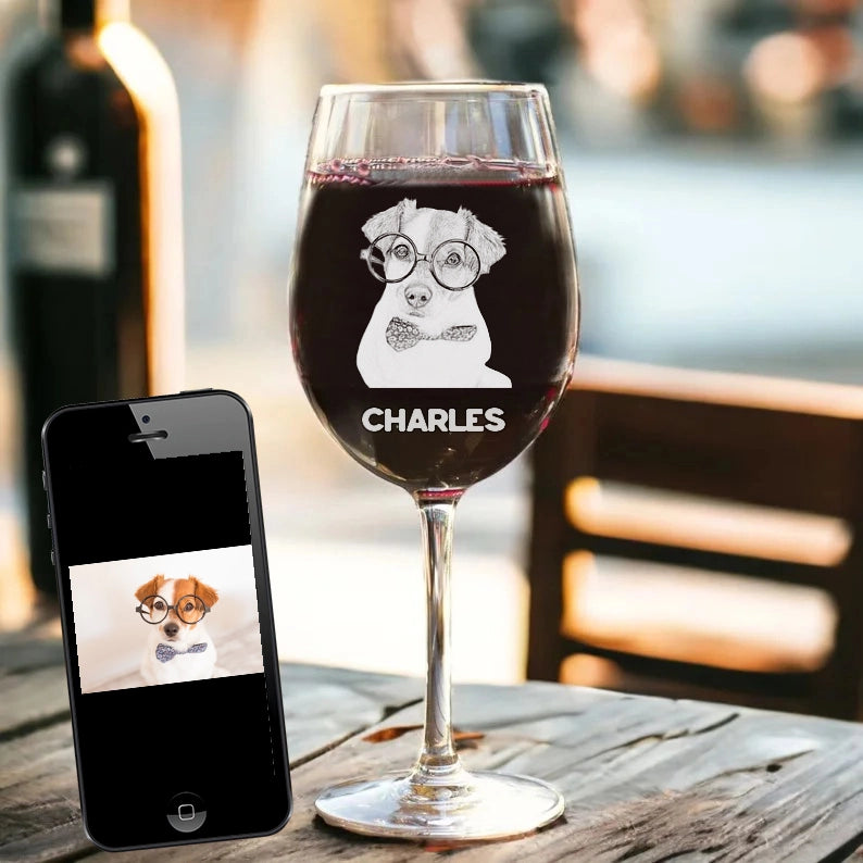 Geätztes Haustierbild-Rocks-Glas, personalisiertes Whiskyglas zum Vatertag, individuelles Glasgeschirr, einzigartiges Geschenk für Papa